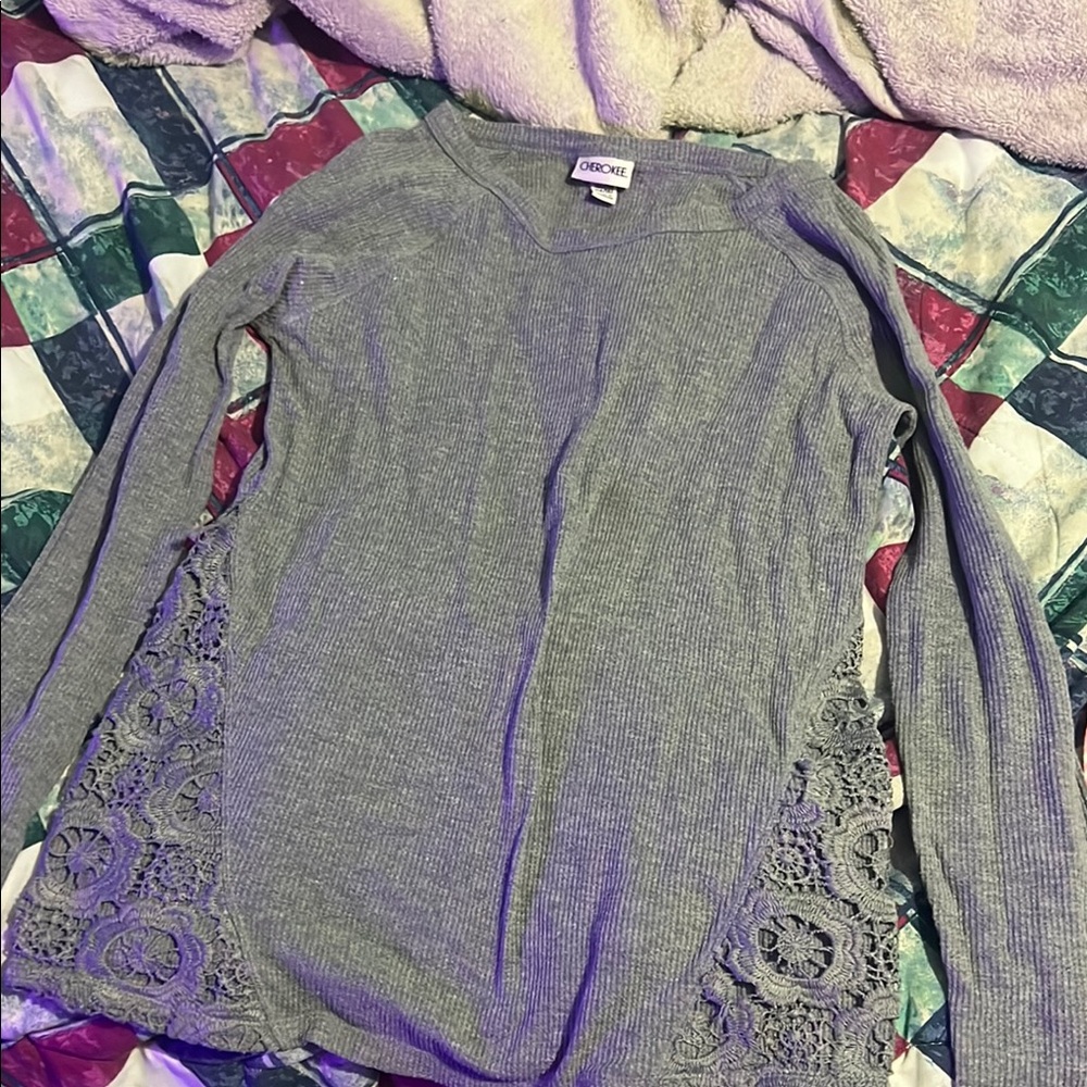 Derek Heart Gray Lace Sweater